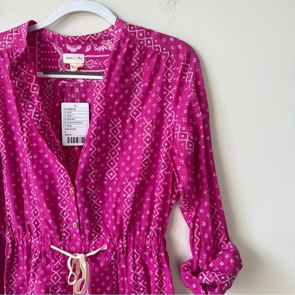 NWT Anthropologie Meadow Rue Pink Anila Shirtdress Drawstring Waist - Picture 3 of 7